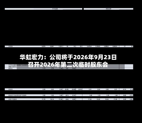 华虹宏力：公司将于2026年9月23日召开2026年第二次临时股东会