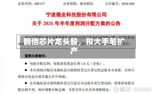 翻倍芯片龙头股，拟大手笔扩产-第2张图片