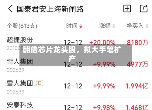 翻倍芯片龙头股，拟大手笔扩产-第3张图片