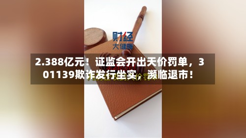 2.388亿元！证监会开出天价罚单，301139欺诈发行坐实，濒临退市！