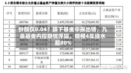 份额仅0.04？旗下基金中报出错，九泰基金内控隐忧浮现，规模4年缩水超80%-第2张图片