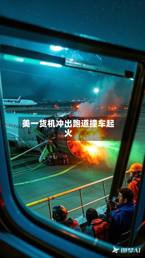 美一货机冲出跑道撞车起火
