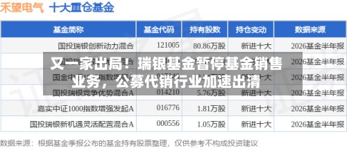 又一家出局！瑞银基金暂停基金销售业务	，公募代销行业加速出清-第3张图片